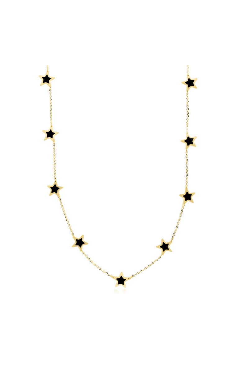 The Lovery Fine Jewelry Onyx Star Station Necklace, Main, color, Onyx