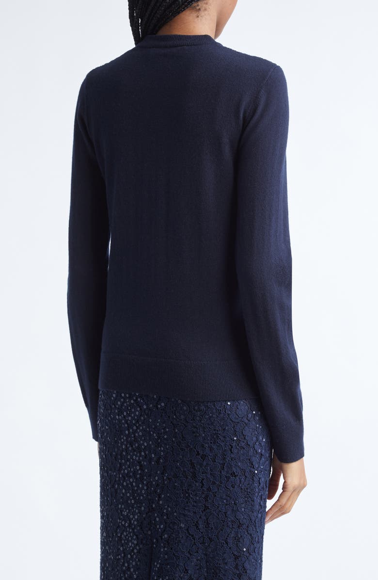 Michael Kors Collection Sequin Embellished Floral Lace & Cashmere Cardigan, Alternate, color, Midnight