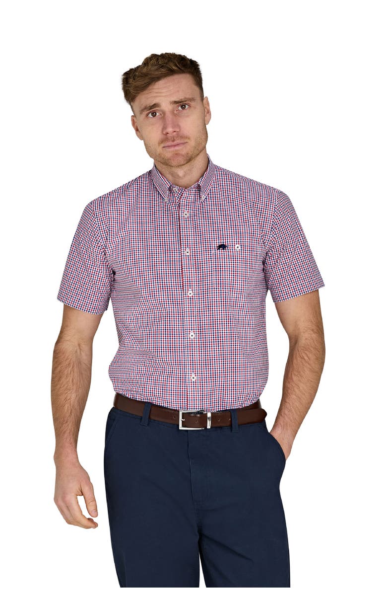 Raging Bull Short Sleeve Graph Check Poplin Shirt, Alternate, color, Red