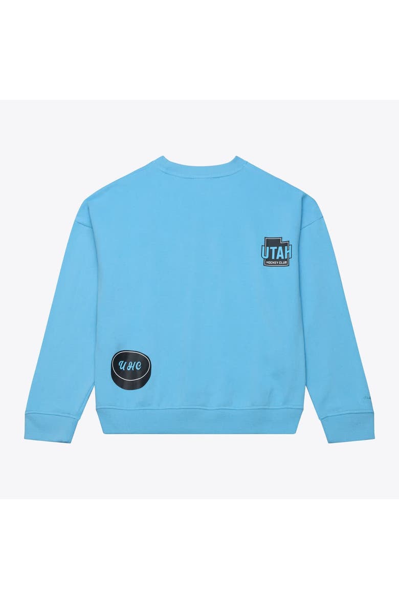 Women's Mitchell & Ness  Blue Utah Mammoth Crewneck Sweatshirt, Alternate, color, Blue