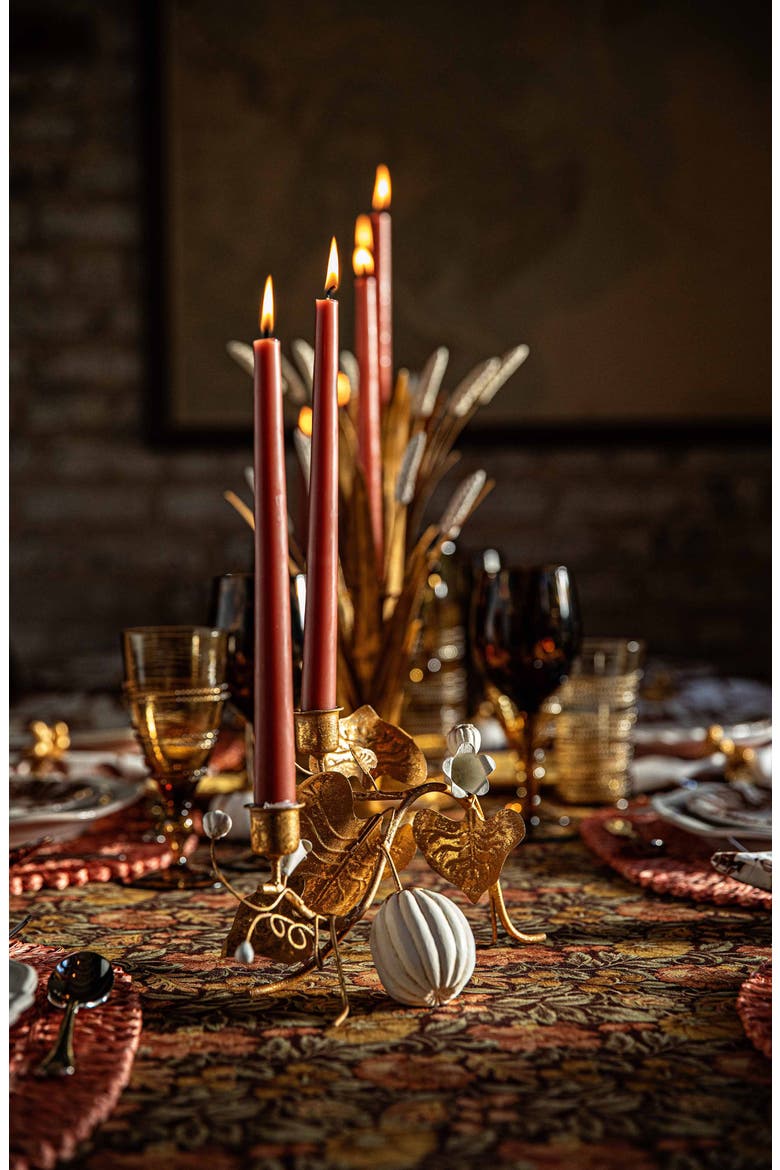 Forest Walk Pumpkin Vine Double Candleholder, Alternate, color, GOLD