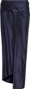 Rabanne Pierced Asymmetric Jersey Midi Skirt