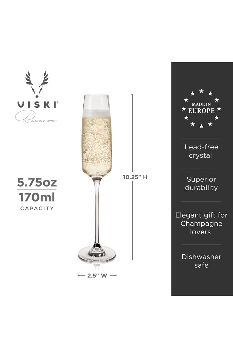 Viski Reserve Julien Crystal Champagne Flutes Set of 4, Alternate, color, Clear