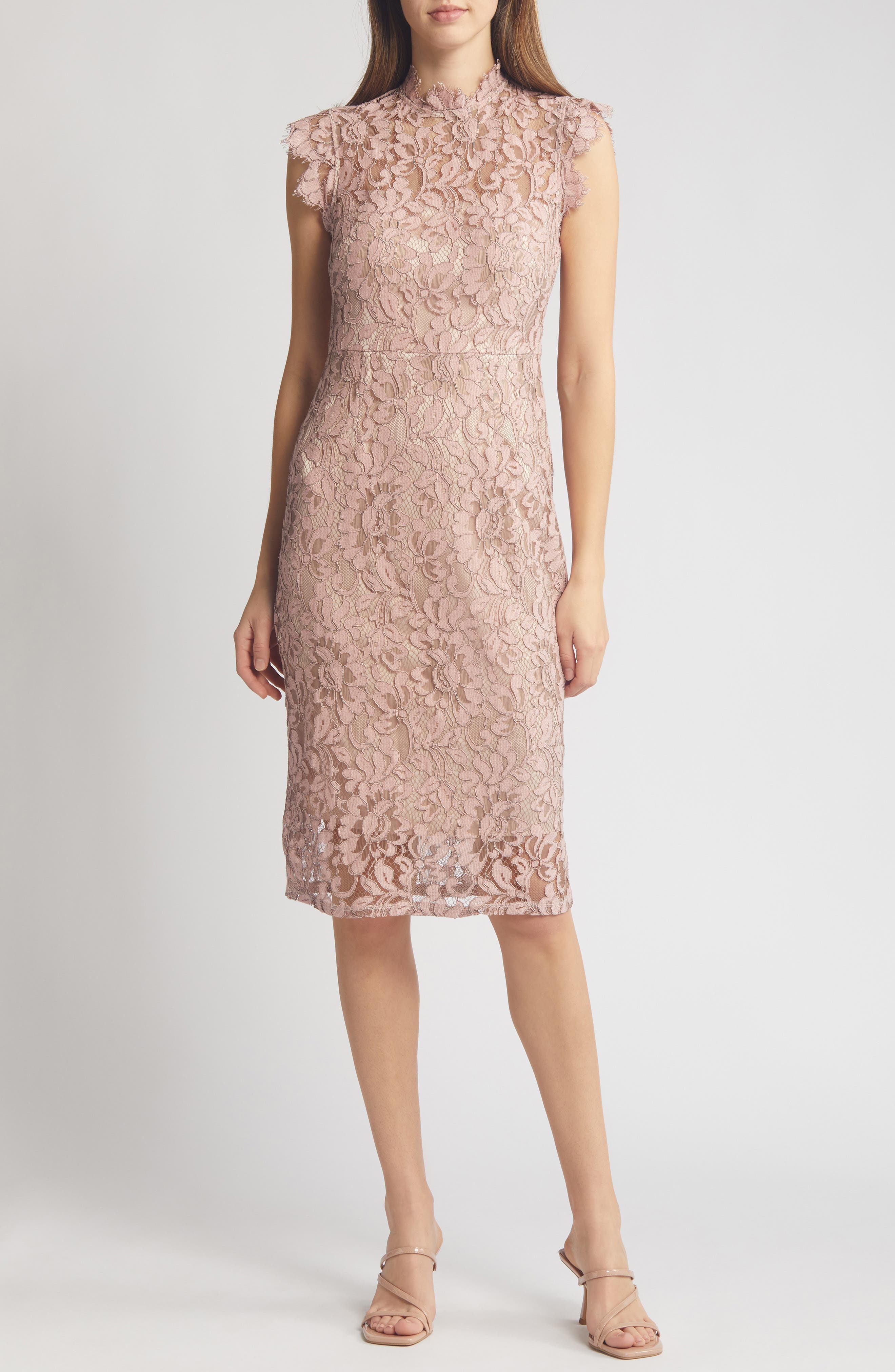 Eliza J Illusion Lace Sheath Dress