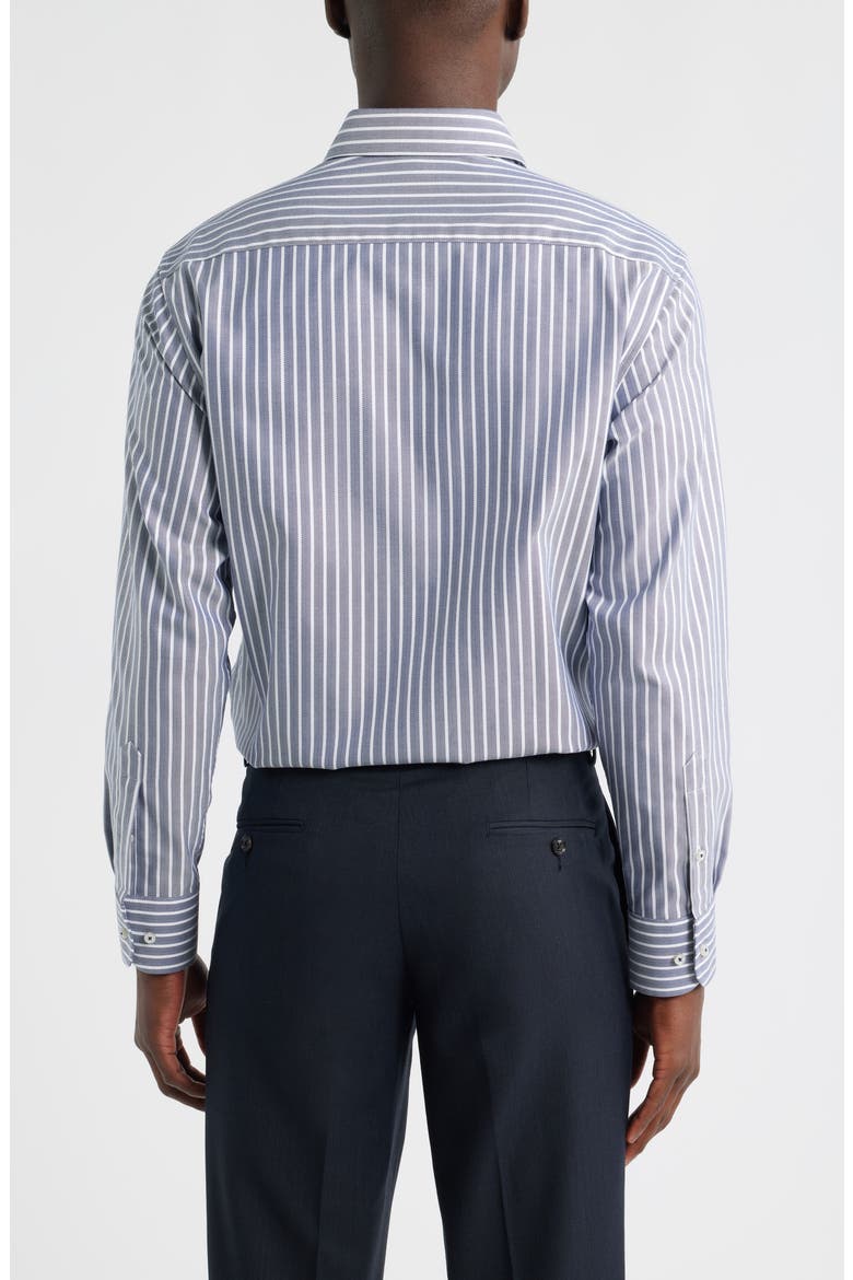 Modern Fit Stripe Non-Iron Cotton Herringbone Dress Shirt, Alternate, color, BLUE GREY
