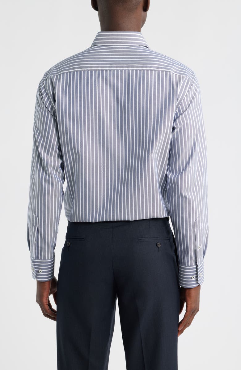 1863 by Eterna Modern Fit Stripe Non-Iron Cotton Herringbone Dress Shirt, Alternate, color, Blue Grey