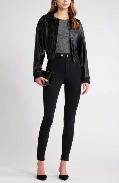 Open Edit Metallic Rib Sweater In Black- Silver