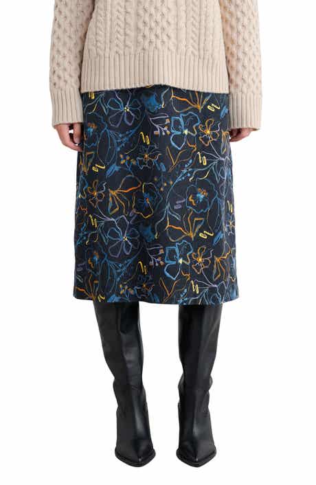 Forest View Floral Organic Cotton Corduroy A-Line Skirt