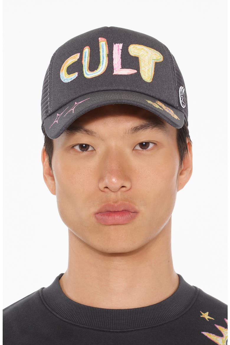 Hand Drawn Cult Logo Hat, Alternate, color, STEEL