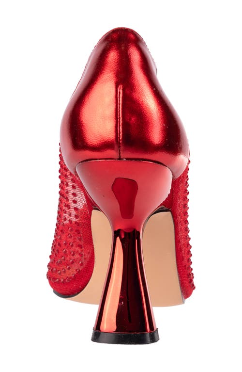 Lady Couture Rhinestone Mesh Pump In Red