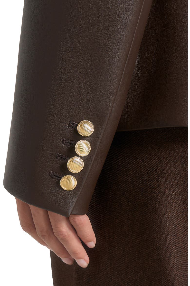 Ina Leather Cinched Waist Blazer, Alternate, color, Brown