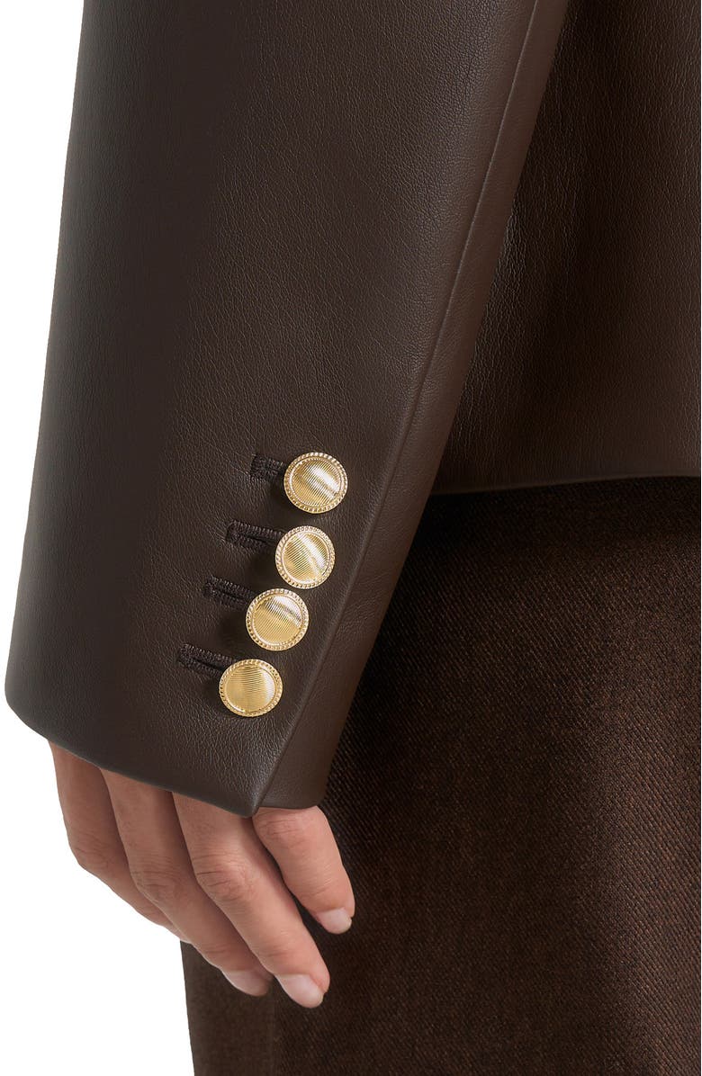Manière De Voir Ina Leather Cinched Waist Blazer, Alternate, color,