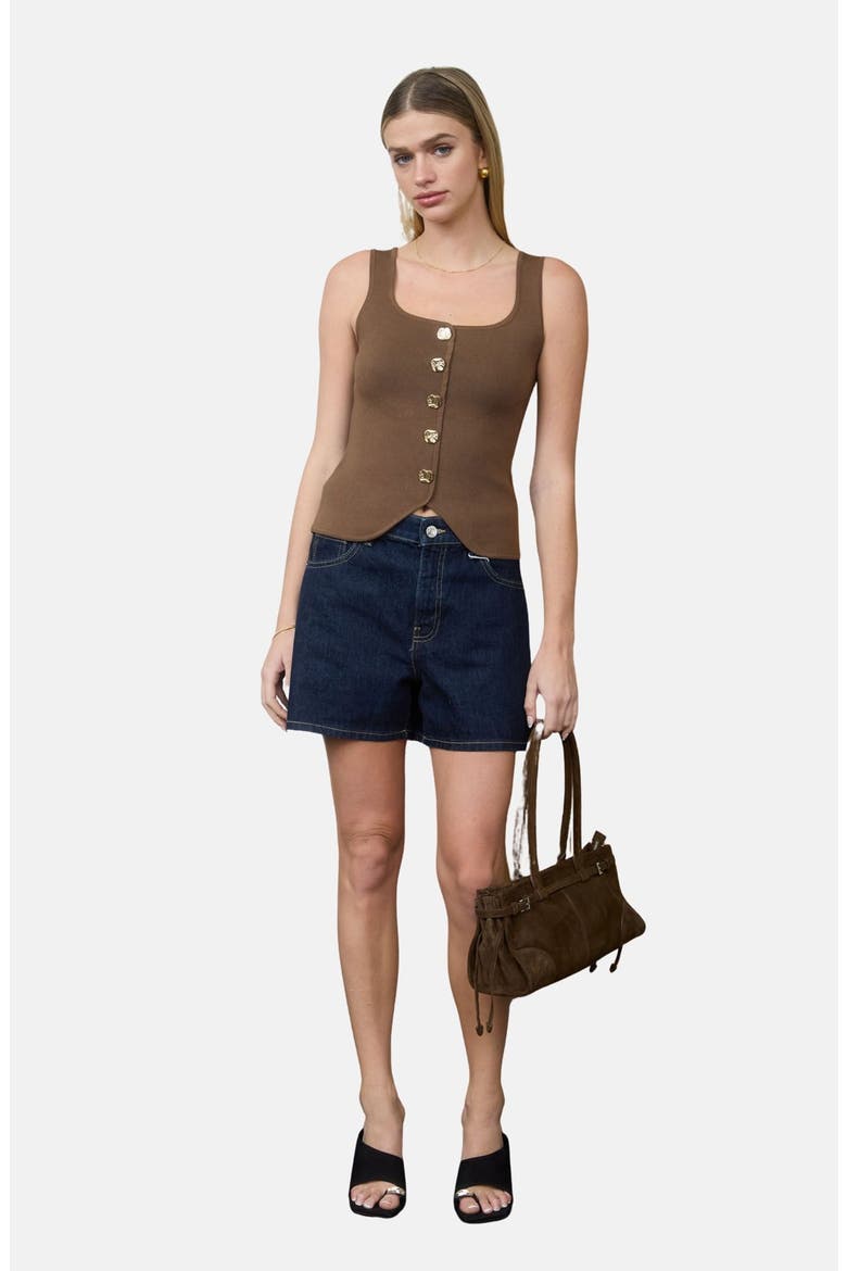Buttoned Sweater Tank, Alternate, color, BROWN