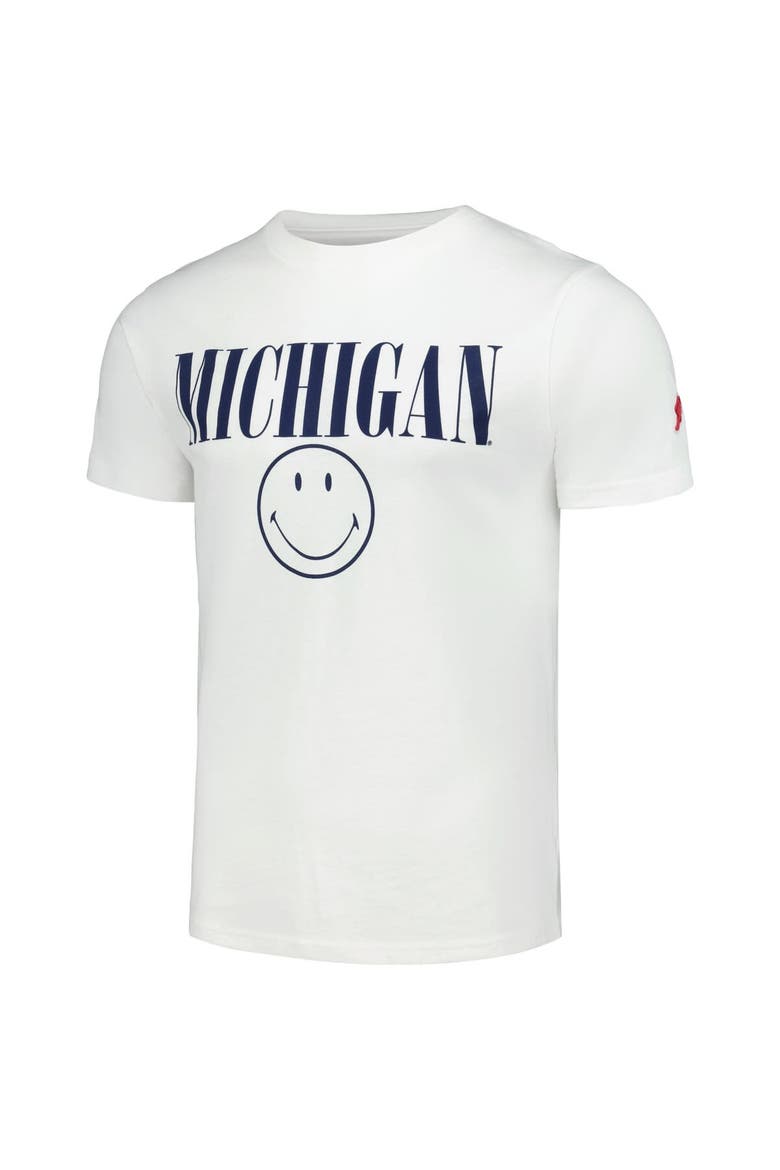 Men's League Collegiate Wear White Michigan Wolverines Smiley All American T-Shirt, Alternate, color, White