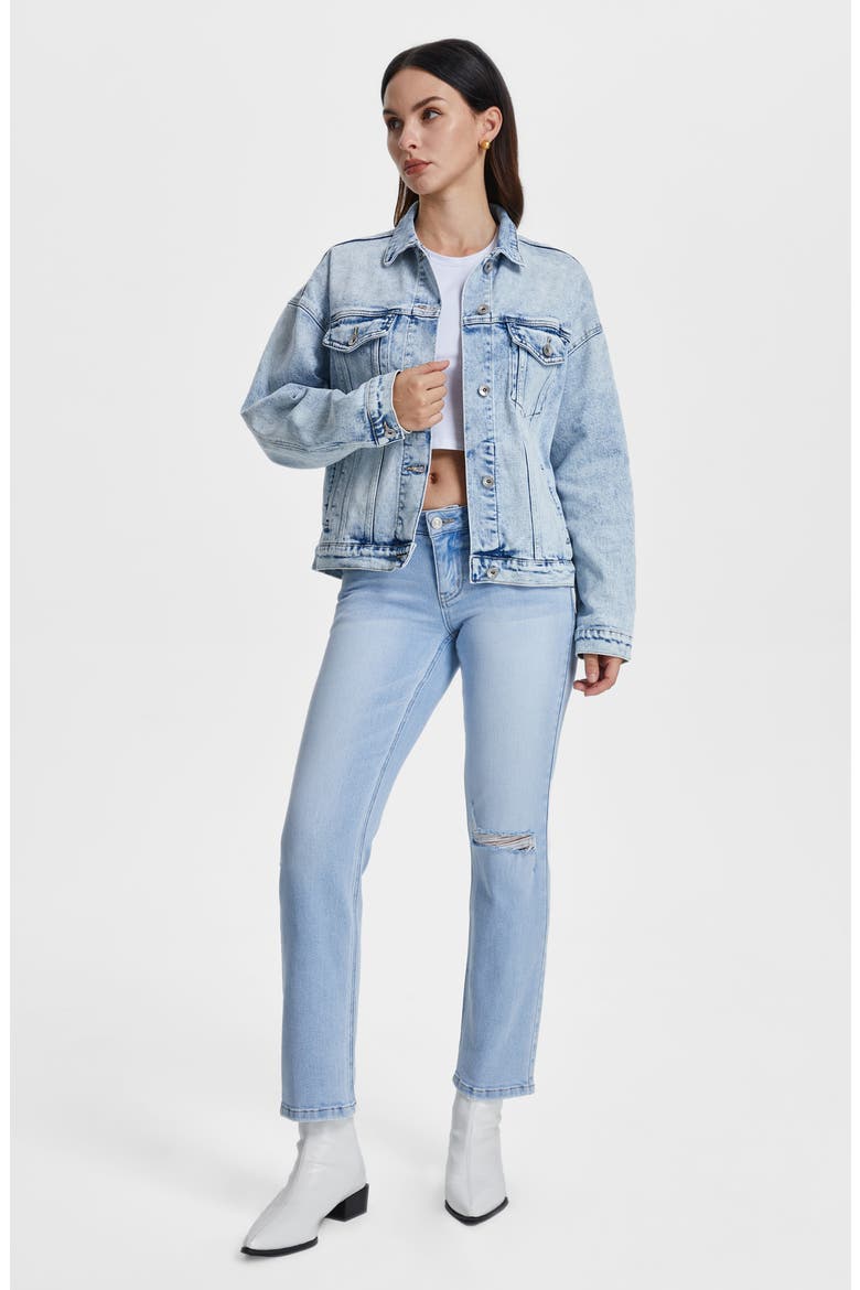 Ally Super Low Rise Slim Straight Leg Jeans, Alternate, color, SKY BLUE