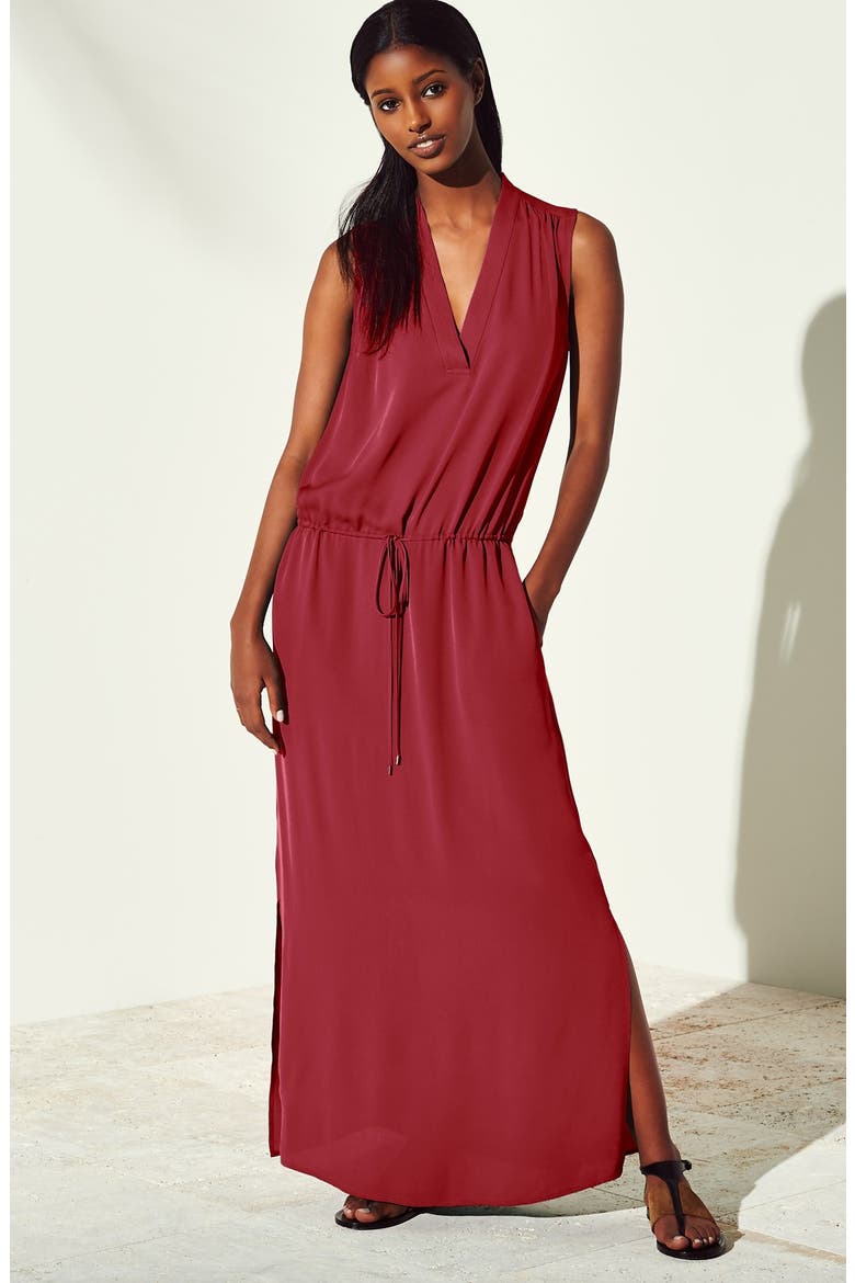 Sleeveless V-Neck Maxi, Alternate, color, BLACK