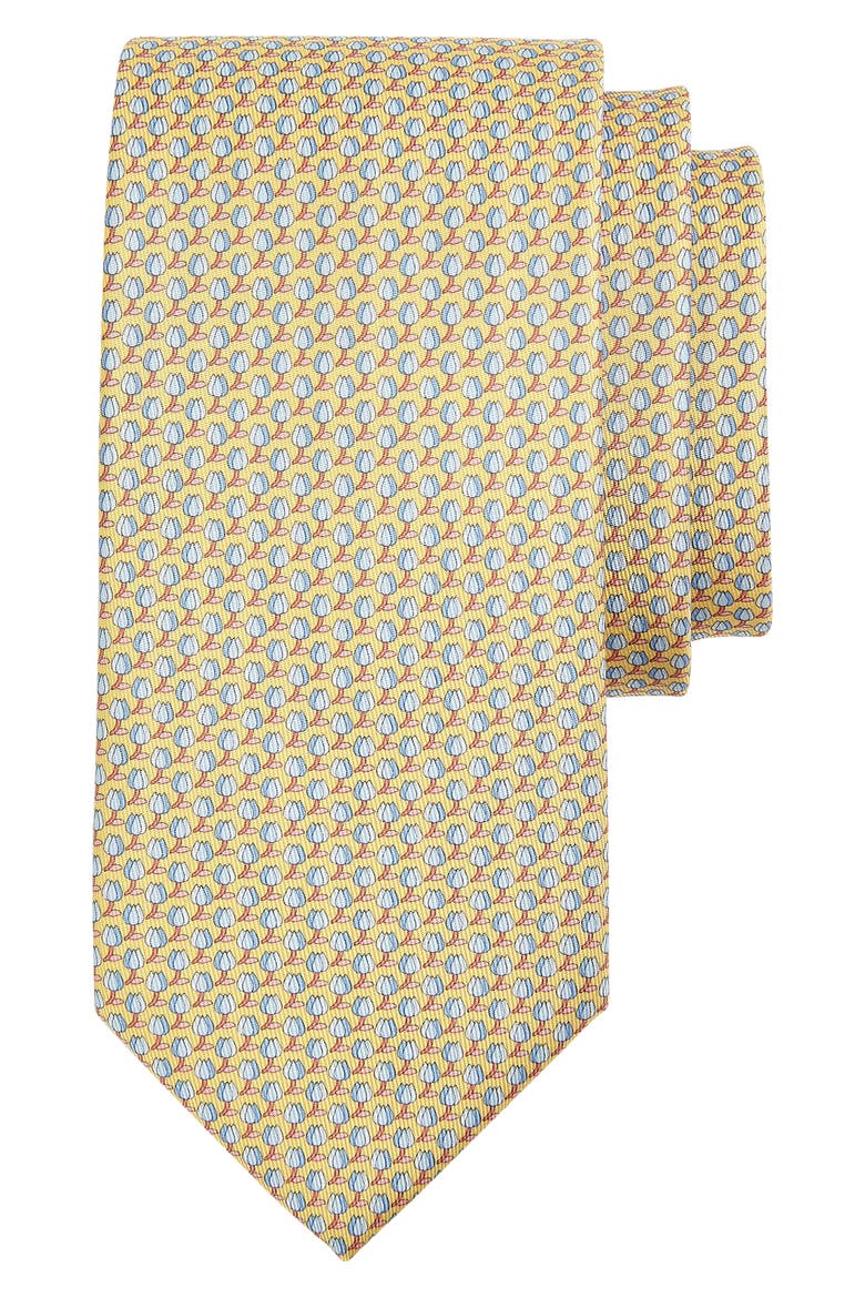 Salvatore Ferragamo Tulip & Windmill Print Silk Tie, Main, color, GIALLO