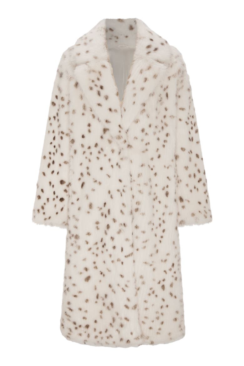 Fur-Free Fox (Faux Fur) Coat, Alternate, color, WHITE/BLACK SPOTTED