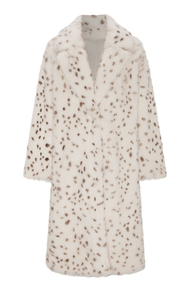 Lyla Grant Fur-Free Fox (Faux Fur) Coat, Alternate, color, White/Black Spotted