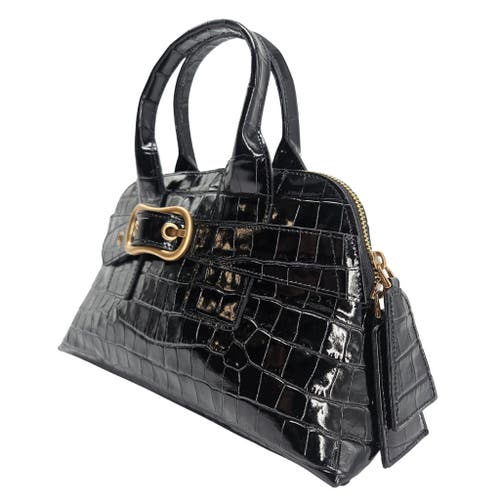 Madison Maison Moc Croc Leather Mini Tote Bag In Black