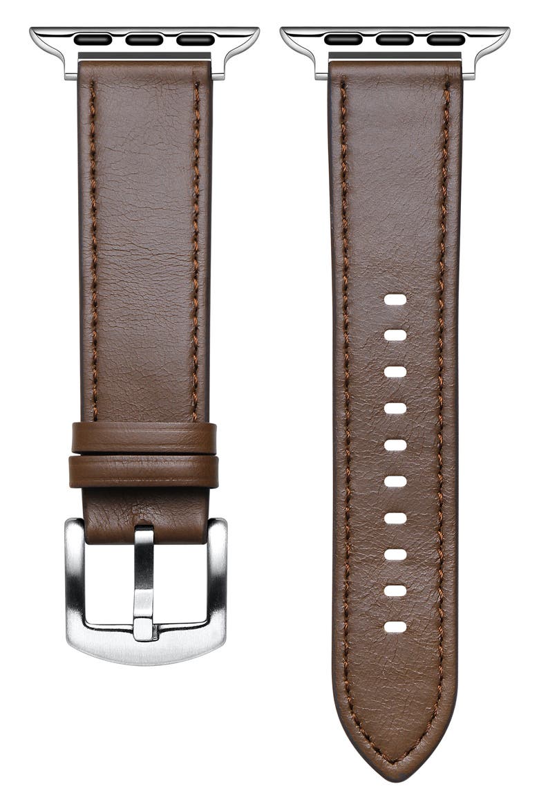 Drake Leather Apple Watch® Watchband, Main, color, CHOCOLATE