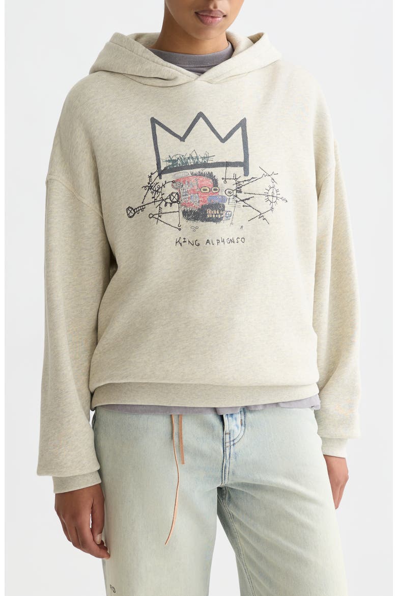 x Basquiat Embroidered Cotton Graphic Hoodie, Main, color, OATMEAL MELANGE