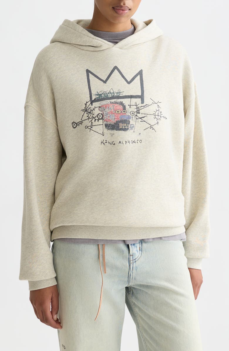 Scotch 
Soda x Basquiat Embroidered Cotton Graphic Hoodie, Main, color, Oatmeal Melange