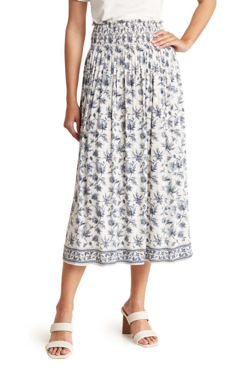 MAX STUDIO Printed Rayon Maxi Skirt, Main, color,