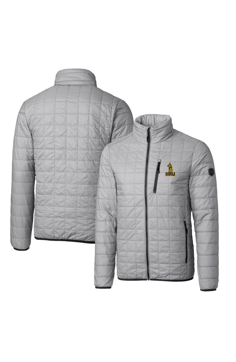 Cutter & Buck Gray Northern Arizona Lumberjacks Primary Team Logo Rainier PrimaLoft Eco Insulated Full-Zip Puffer Jacket, Main, color,
