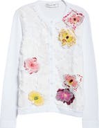 Oscar de la Renta Orchid Threadwork Cardigan