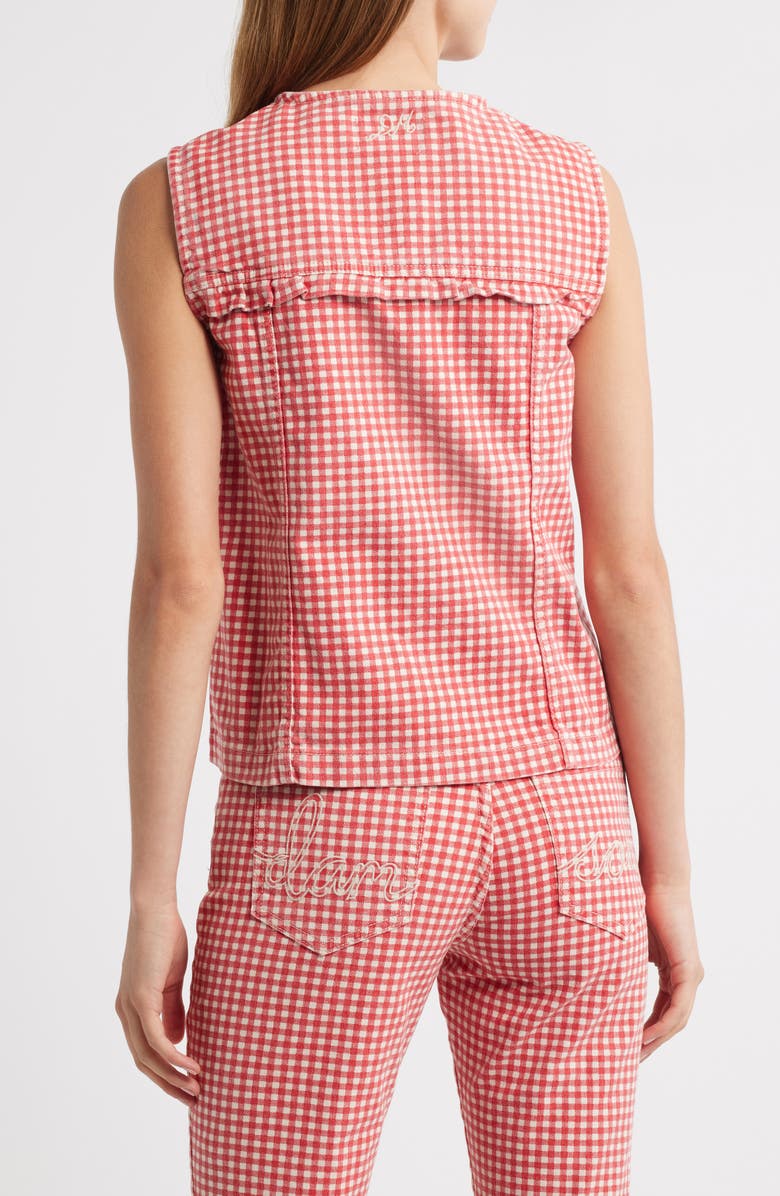 Damson Madder Mari Stretch Cotton Gingham Vest, Alternate, color,