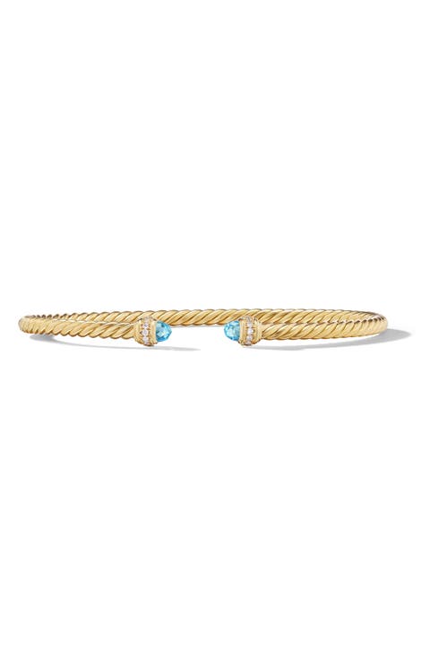 Classic Cablespira® Bracelet in 18K Gold with Diamonds, 3mm