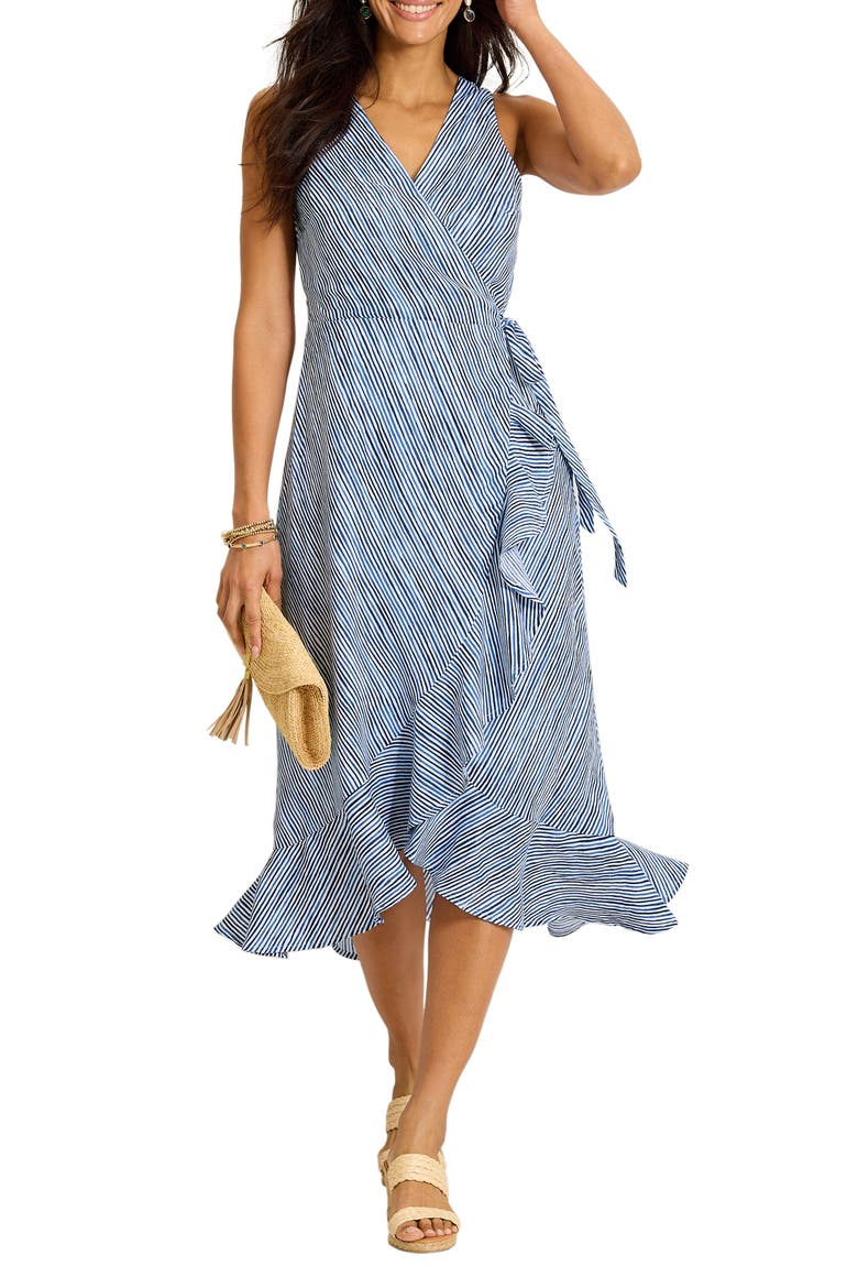 Coastal Shores Wrap Midi Dress, Main, color, COASTLINE