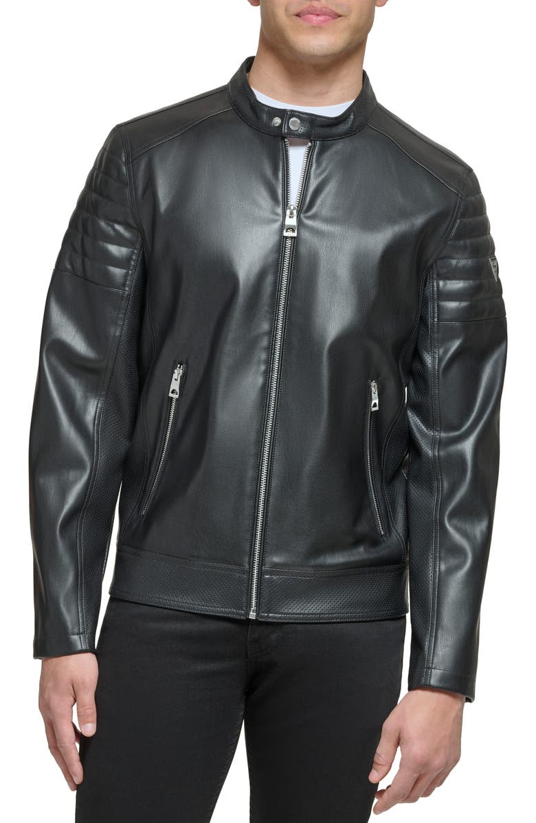GUESS Faux Leather Jacket, Main, color, 