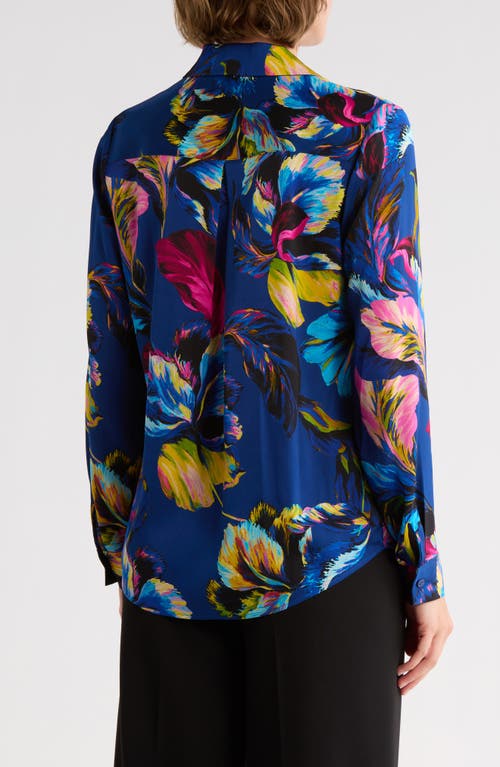 Elie Tahari Madeline Daphne Garden Bloom Button-up Shirt In Blue