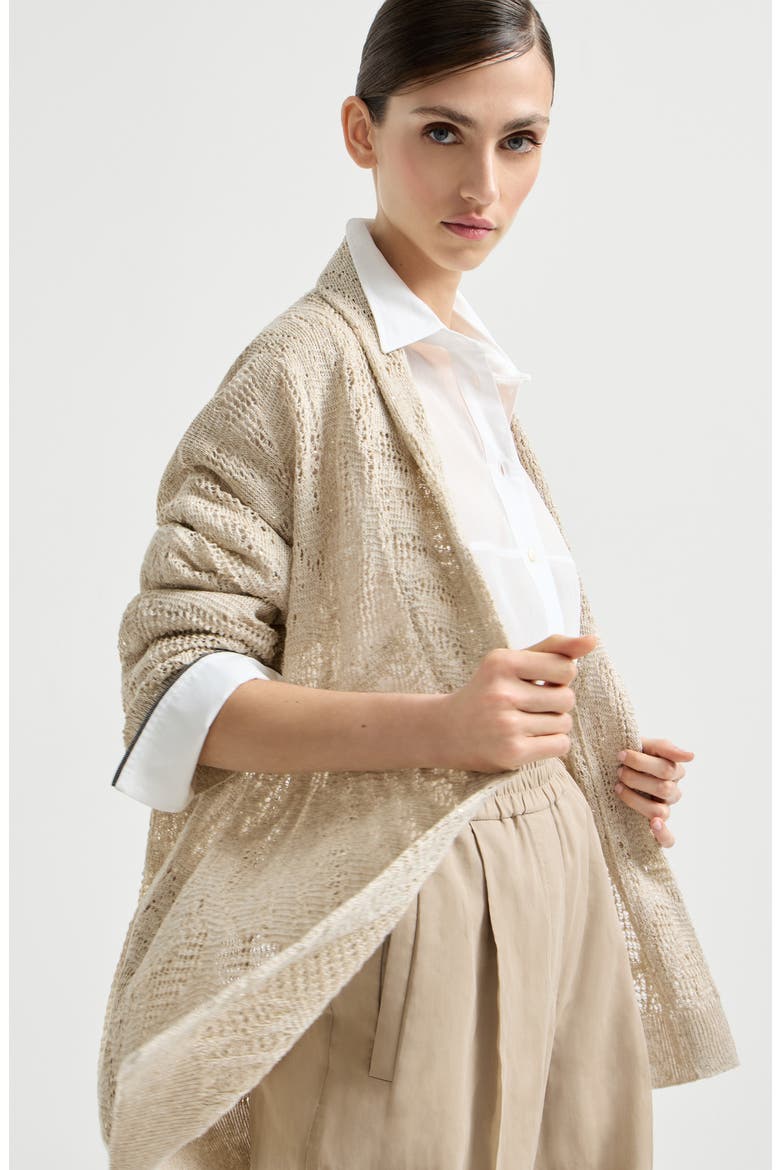 Dazzling water lilies cardigan, Alternate, color, Beige