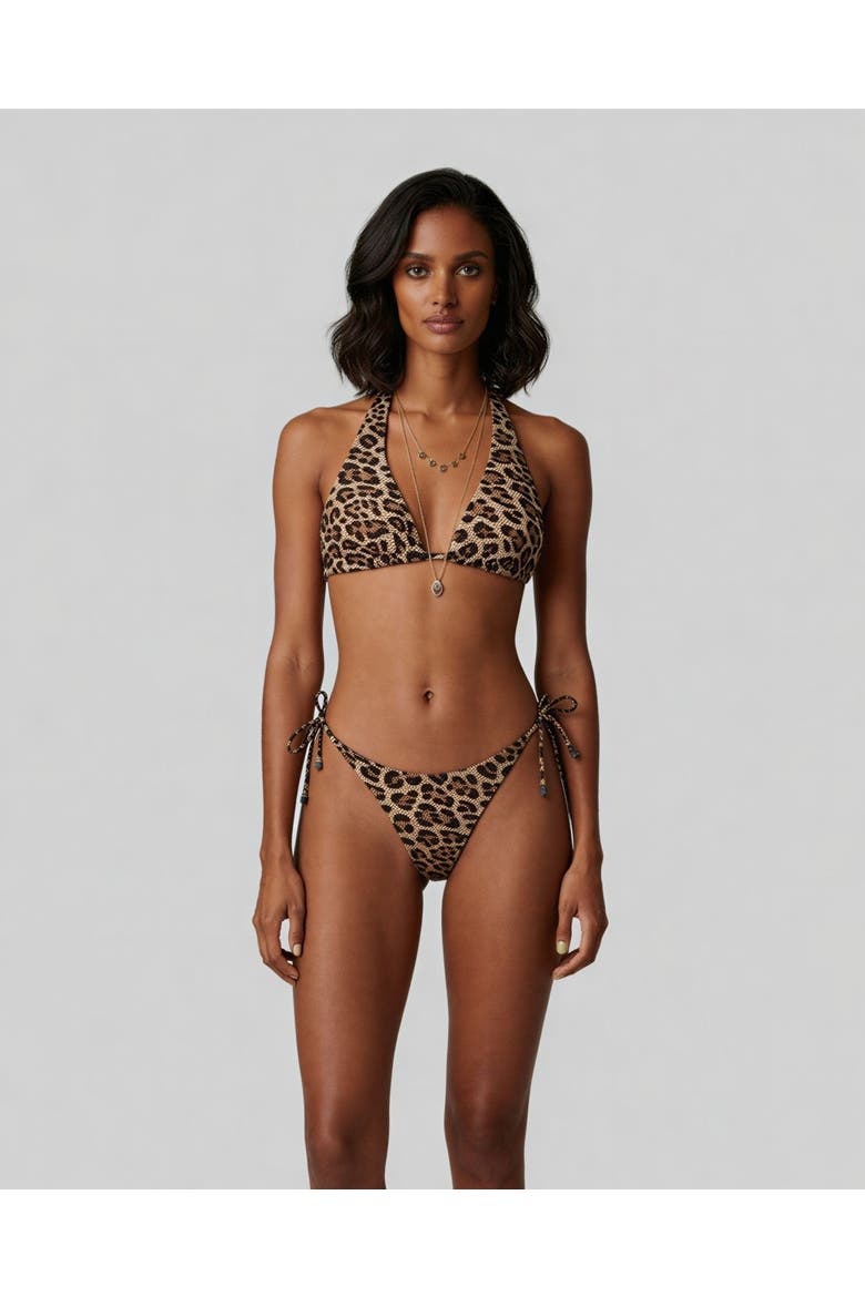 Leopard Brown Womens Bikini Top, Main, color, Leopard Brown