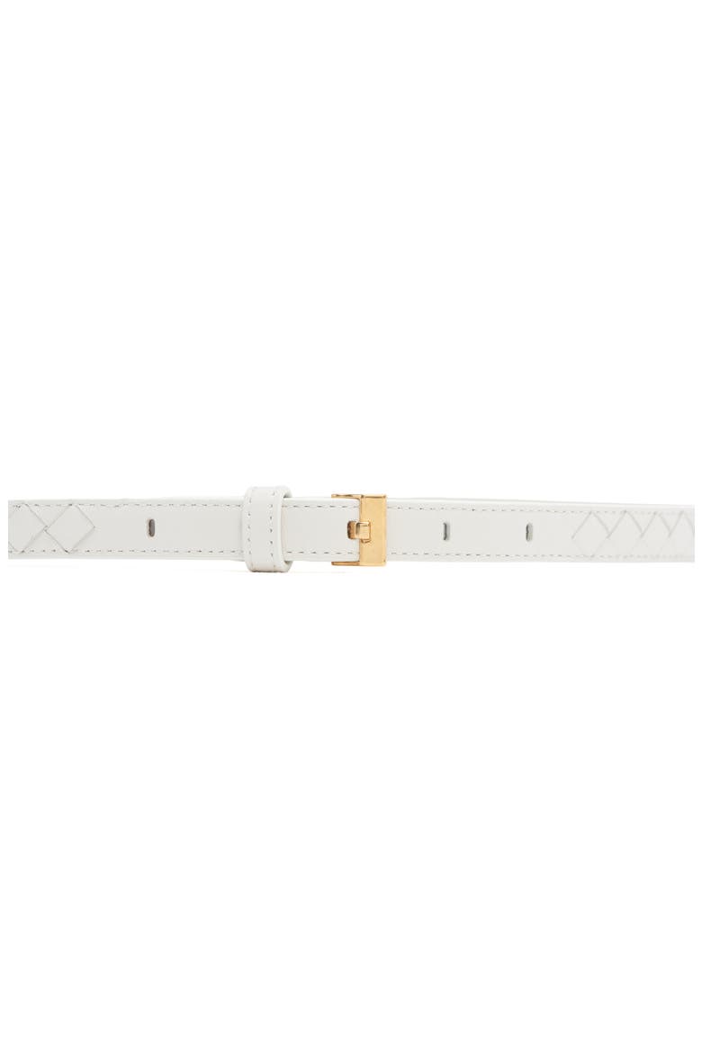 Skinny Intrecciato Lambskin Leather Belt, Alternate, color, 9104 CHALK-M BRASS
