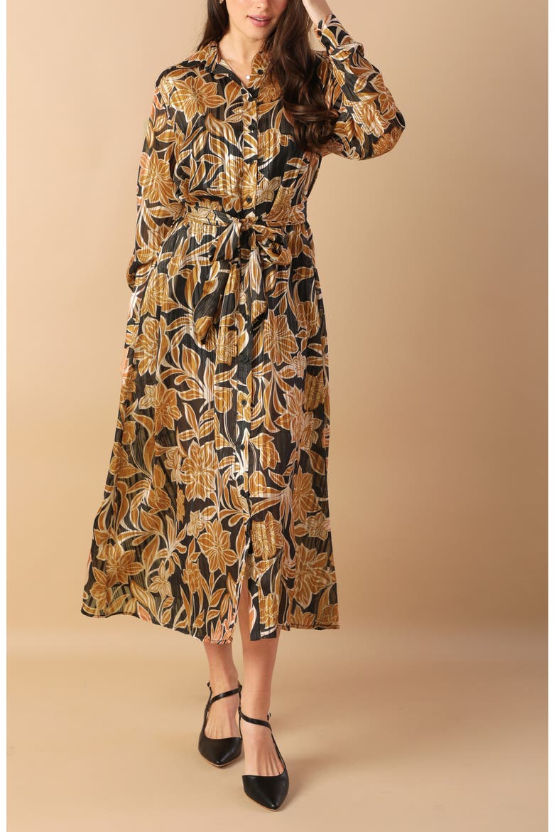 Long Sleeve Midi Shirtdress, Alternate, color, BLACK