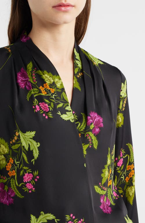 Kobi Halperin Palm Silk Blend Floral Blouse In Black