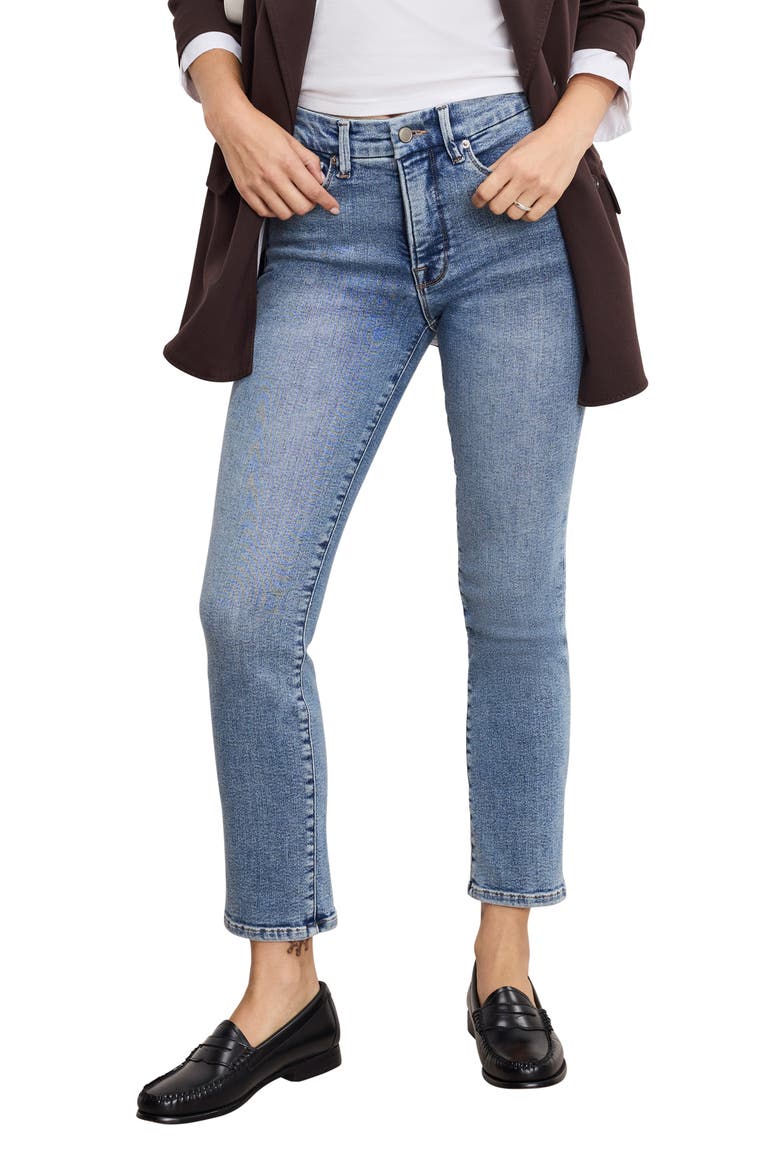 Soft-Tech Good Legs Mid Rise Straight Leg Jeans, Main, color, INDIGO988
