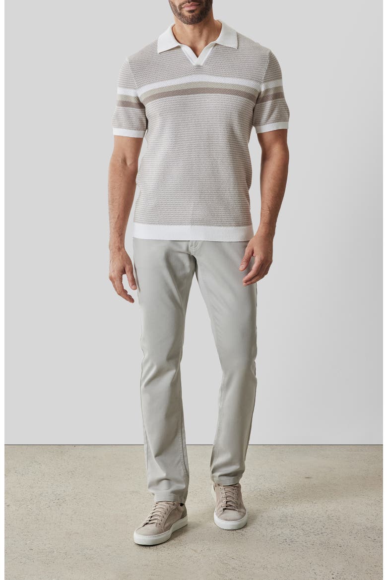 Rourke Placed Stripe Cotton Polo Sweater, Alternate, color, WHITE