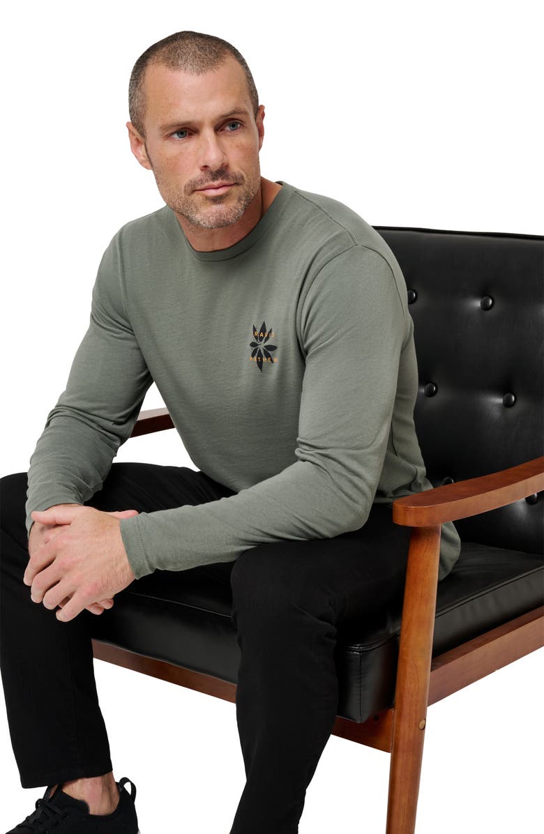 TravisMathew Big Bay Long Sleeve Cotton Graphic T-Shirt, Alternate, color, Dark Olive