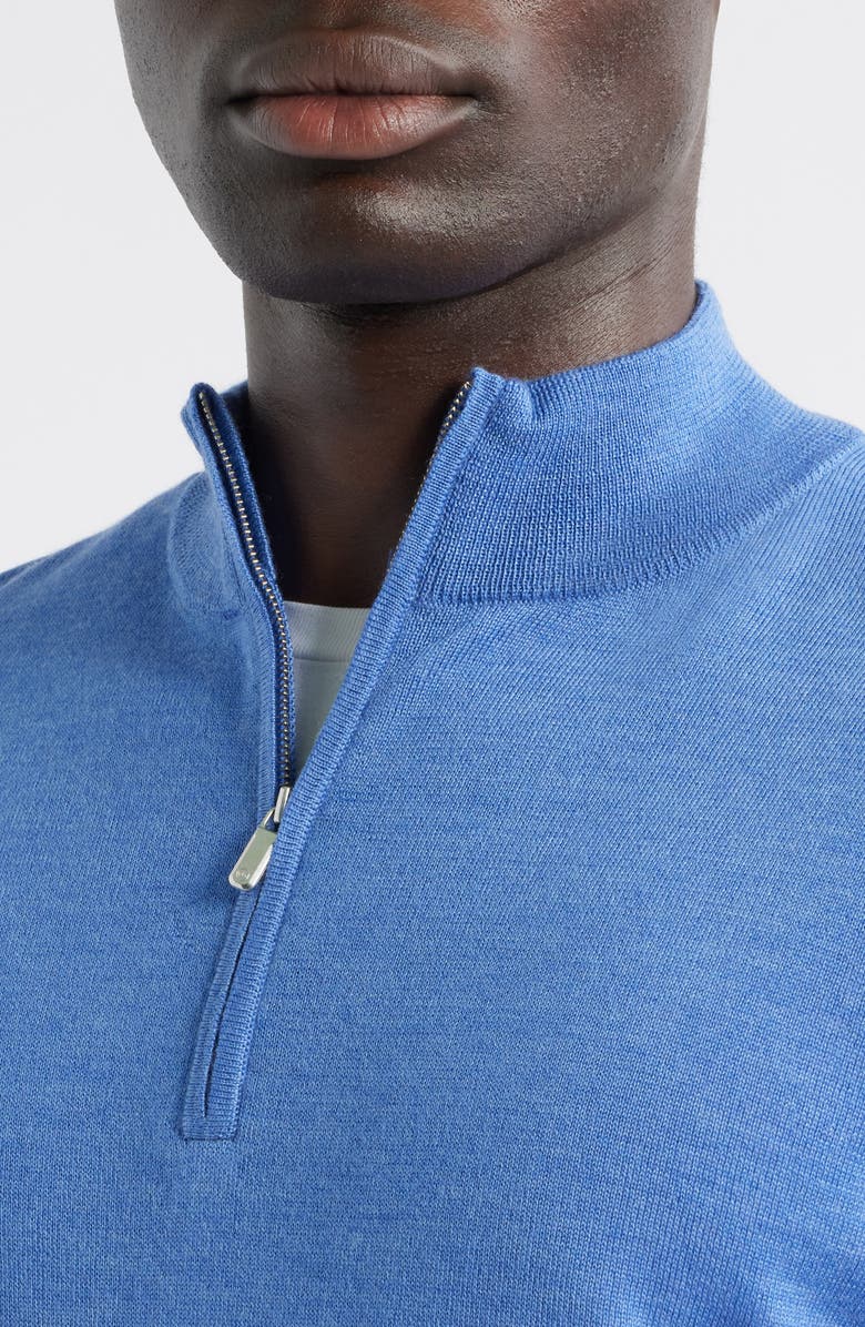 Peter Millar Autumn Crest Merino Wool Blend Quarter Zip Sweater, Alternate, color, Evening Tide