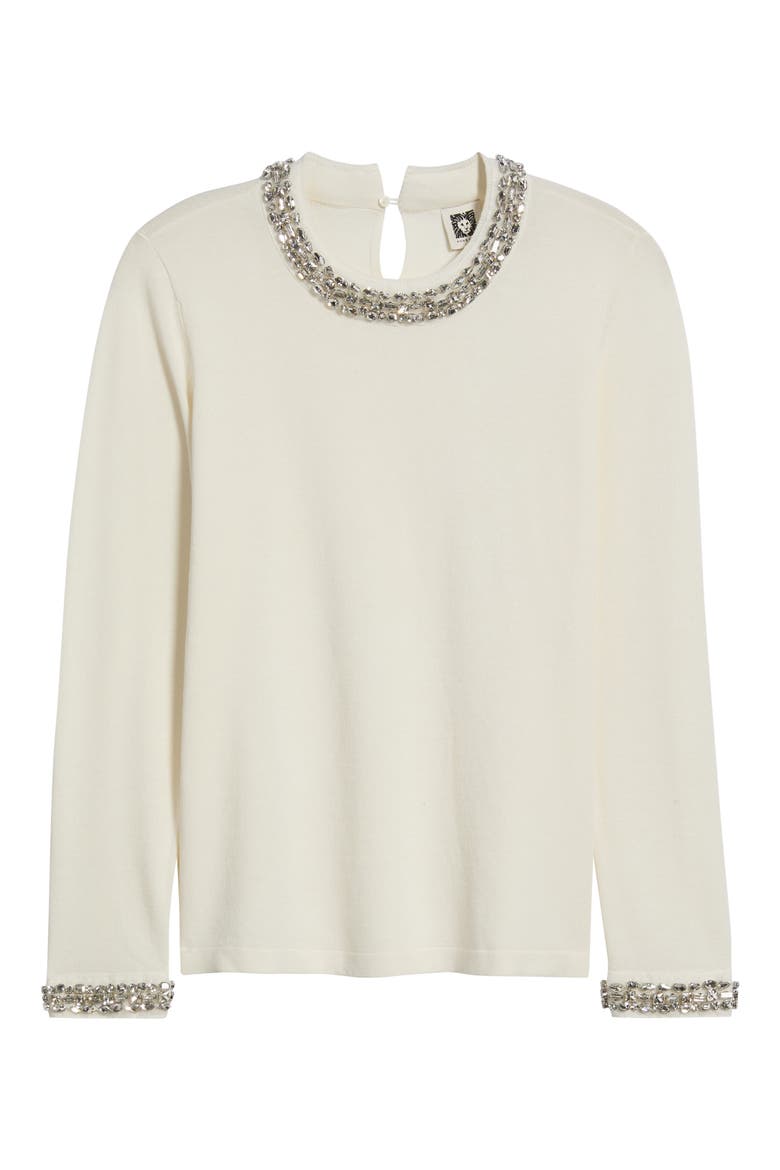 Rhinestone Embellished Sweater, Alternate, color, WHITE DOVE