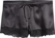 Etam Milky Lace Trim Washable Silk Satin Pajama Shorts