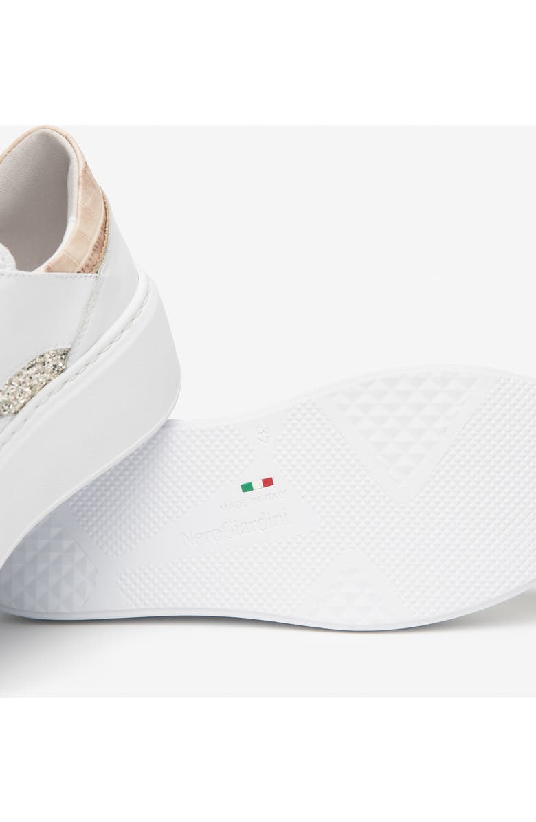 NeroGiardini Side Zip Platform Sneaker, Alternate, color, White Multi