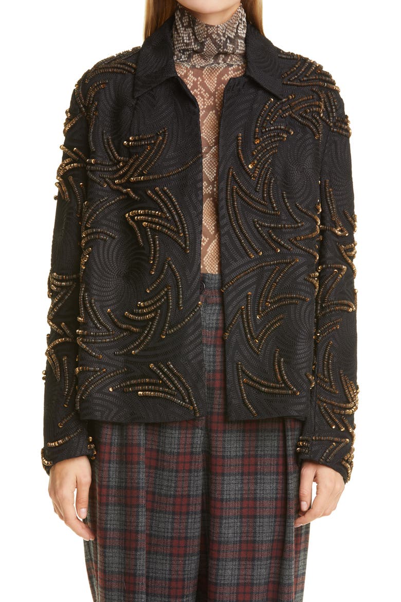 Rolita Sequin Embellished Short Jacket, Main, color, GOLD 954