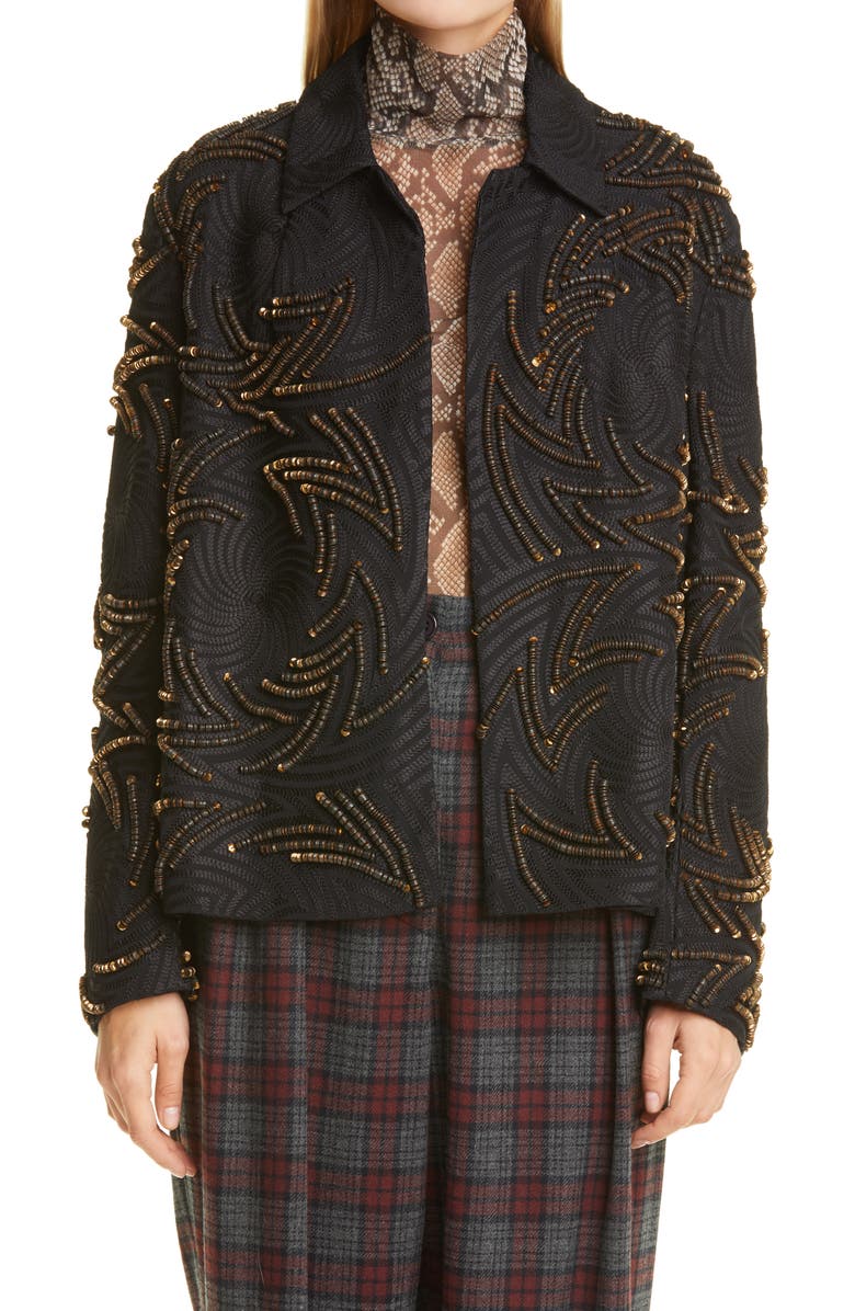 Dries Van Noten Rolita Sequin Embellished Short Jacket, Main, color,