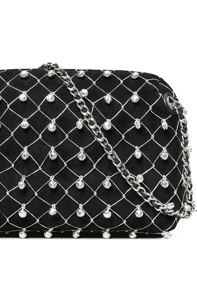 Tory Burch Fleming Bell Soft Suede Crossbody Bag, Alternate, color, Black